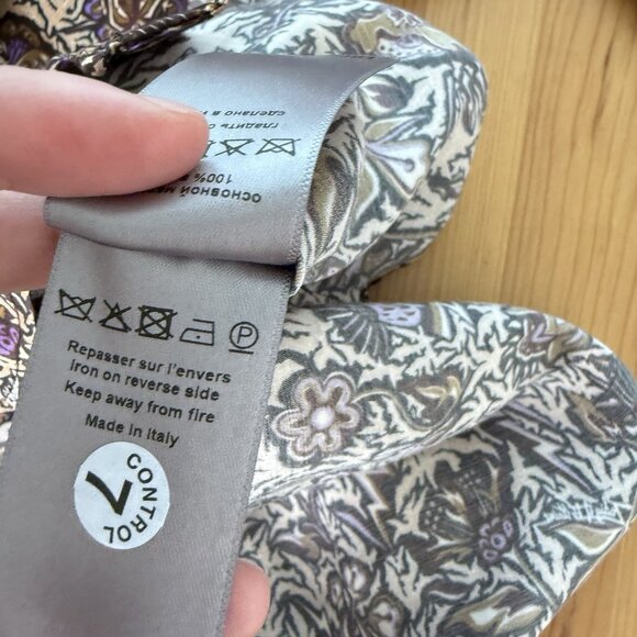 Zadig & Voltaire Tuska Satin Thorn Floral Button Down Shirt Ruffle Retro Boho S - Picture 7 of 8